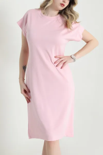 Pembe Bisiklet Yaka Modal Kadın Elbise 457085