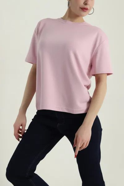Pembe Bisiklet Yaka Oysho Kadın Tişört 428175