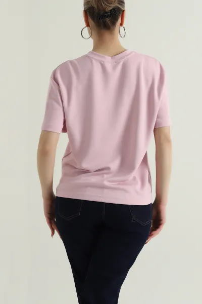 Pembe Bisiklet Yaka Oysho Kadın Tişört 428175