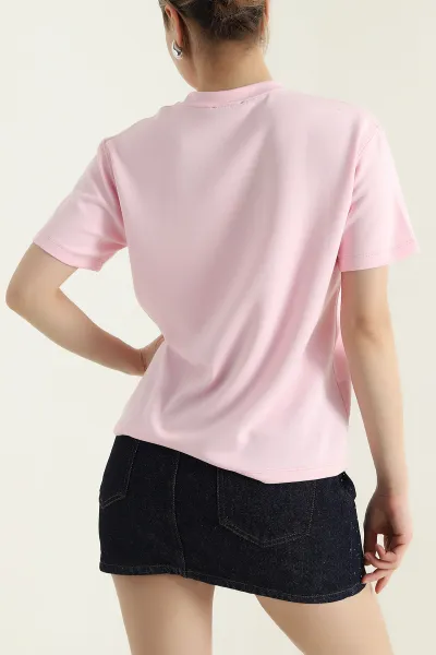 Pembe Bisiklet Yaka Oysho Kadın Tişört 435507