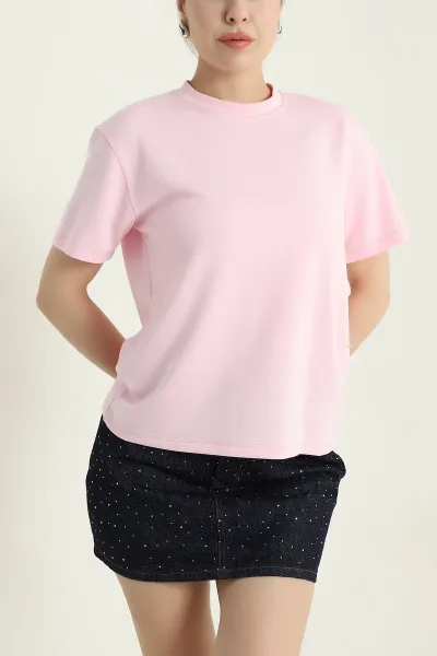 Pembe Bisiklet Yaka Oysho Kadın Tişört 435507