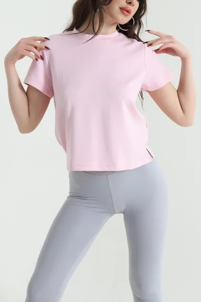 Pembe Bisiklet Yaka Oysho Kadın Tişört 437273
