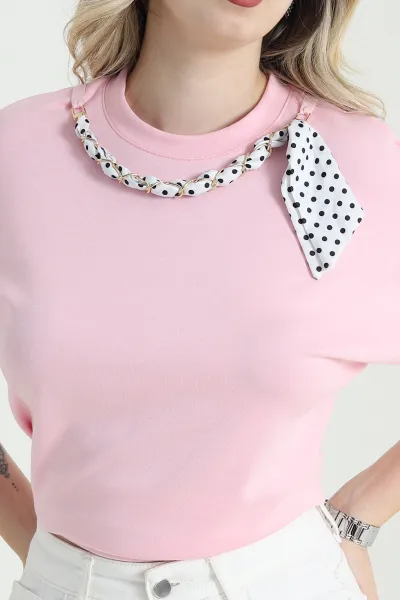 Pembe Bisiklet Yaka Oysho Kadın Tişört 467542