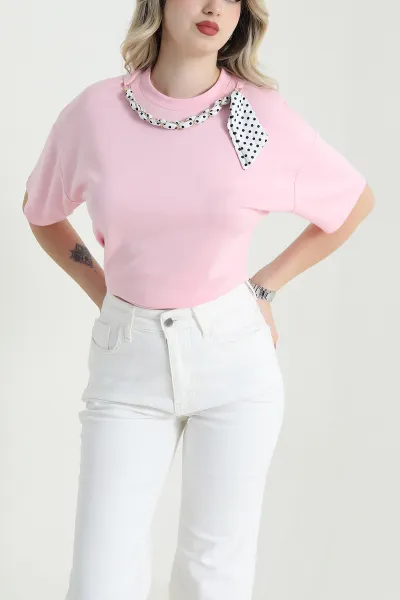 Pembe Bisiklet Yaka Oysho Kadın Tişört 467542