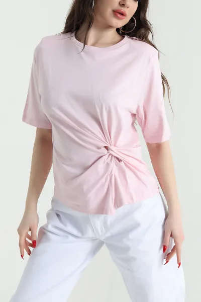 Pembe Bisiklet Yaka Vatkalı Süprem Kadın Bluz 444310