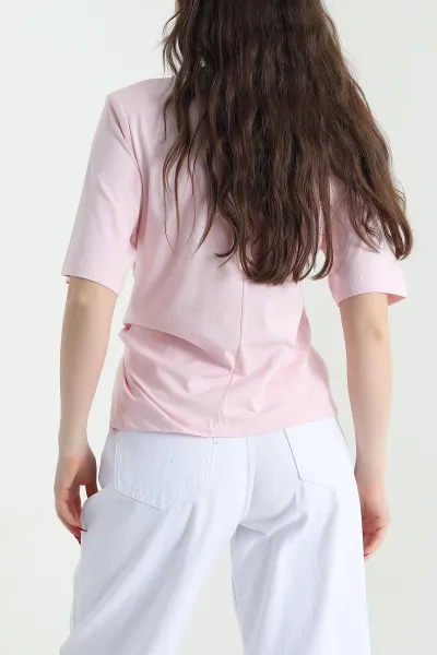Pembe Bisiklet Yaka Vatkalı Süprem Kadın Bluz 444310