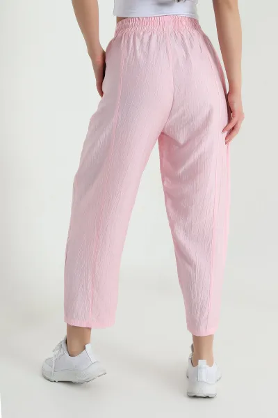 Pembe Biye Bağcıklı Çilek Kadın Pantolon 460029