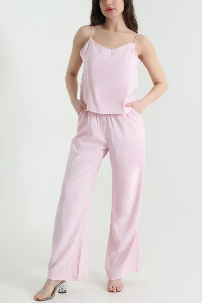 Pembe Bluz Pantolon Modal Kadın İkili Takım 454828