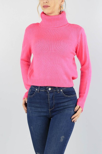 Pembe Boğazlı Bayan Triko Kazak 55647