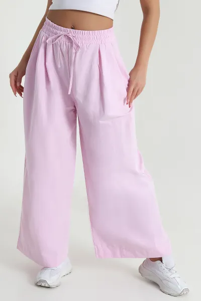 Pembe Bol Paça Kadın Pantolon 477763