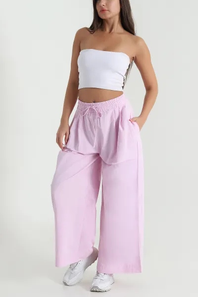 Pembe Bol Paça Kadın Pantolon 477763