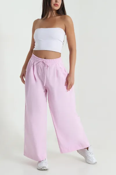 Pembe Bol Paça Kadın Pantolon 477763