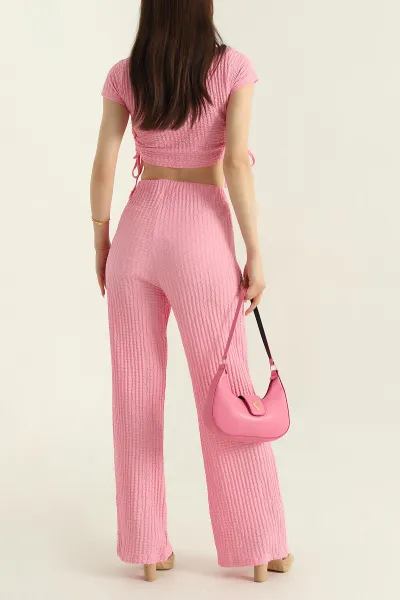 Pembe Bubble Yanları İpli Kadın ikili Takım 369123