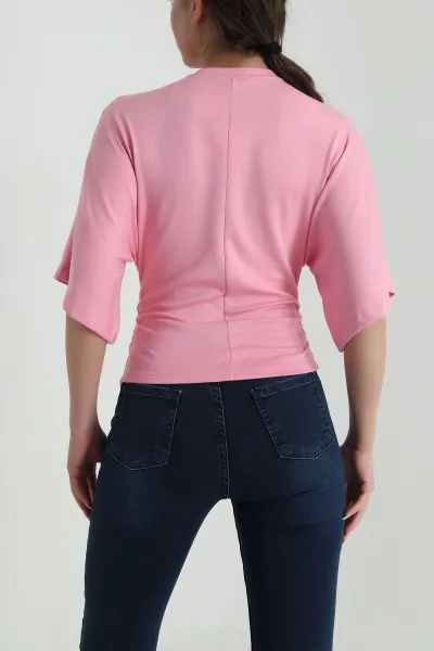 Pembe Büzgülü Lİkralı Oysho Kadın Tişört 459007
