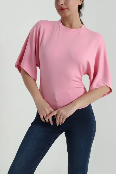 Pembe Büzgülü Lİkralı Oysho Kadın Tişört 459007