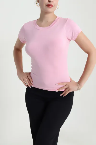Pembe Buzzy Likralı Kadın Body Bluz 478330