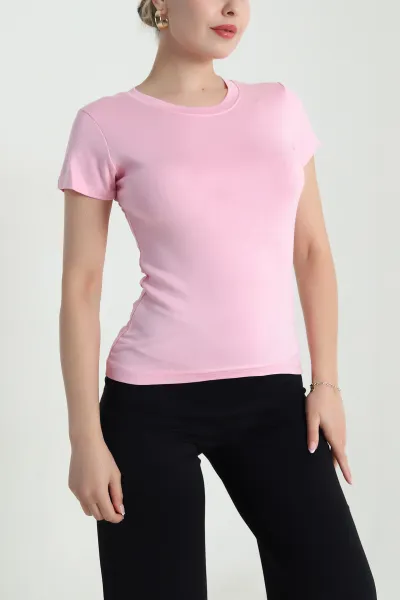 Pembe Buzzy Likralı Kadın Body Bluz 478330