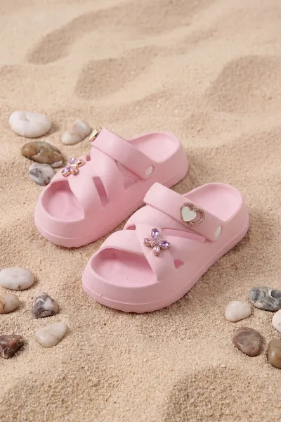 Pembe Çapraz Bantlı Tokalı Kız Çocuk Sandalet 462438