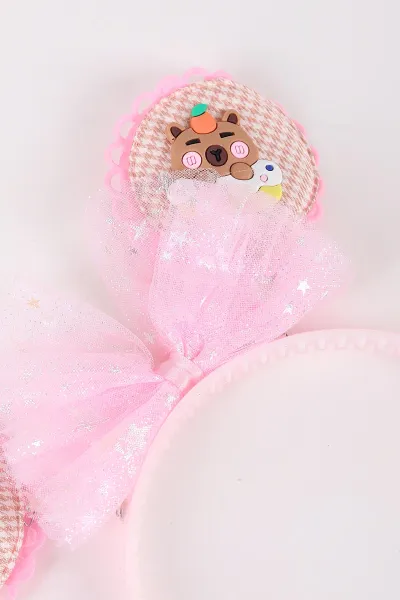 Pembe Capybara Figürlü Kız Çocuk Taç 450426