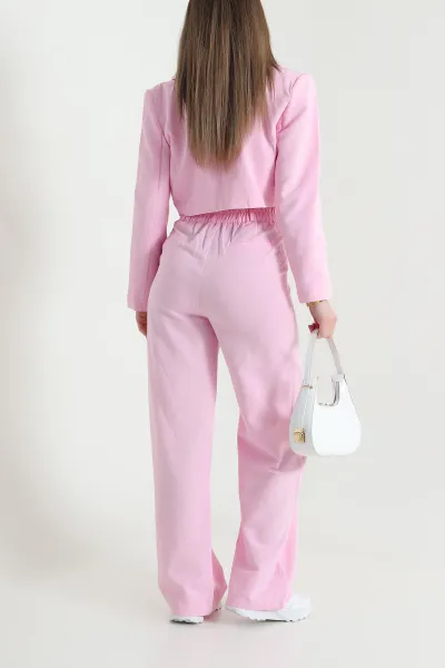 Pembe Ceket Pantolon Kadın Terni İkili Takım 447869