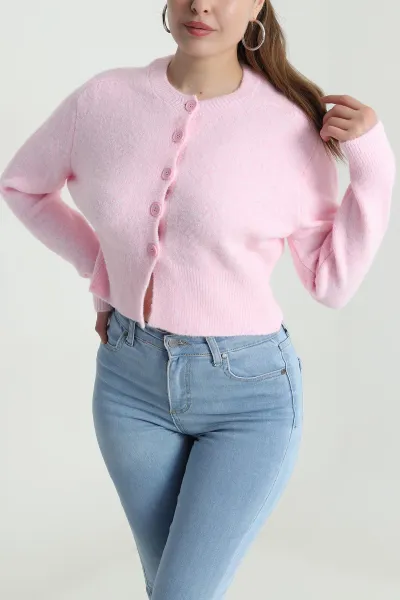 Pembe Çekiç Kol Kadın Triko Hırka 484500