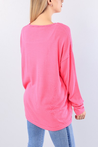 Pembe Cep Detay Bayan Triko Kazak 76065