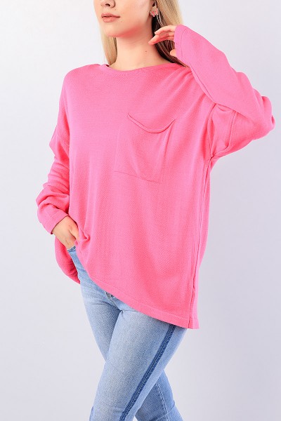 Pembe Cep Detay Bayan Triko Kazak 76065