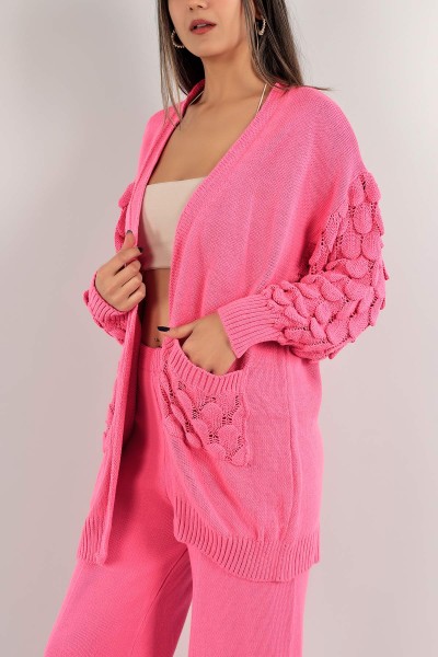 Pembe Cepli Bayan Triko Hırka 139254