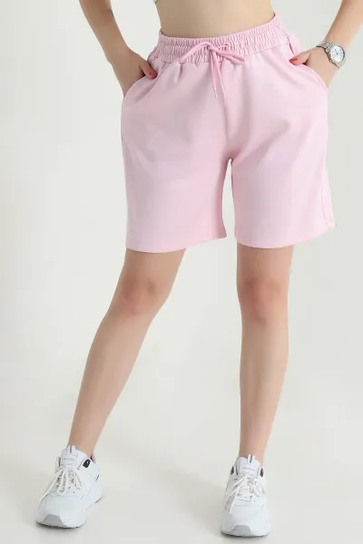 Pembe Cepli Beli Lastikli Modal Kadın Şort 468276