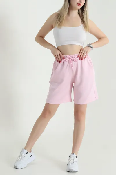 Pembe Cepli Beli Lastikli Modal Kadın Şort 468276