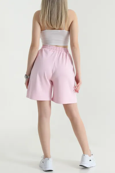 Pembe Cepli Beli Lastikli Modal Kadın Şort 468276