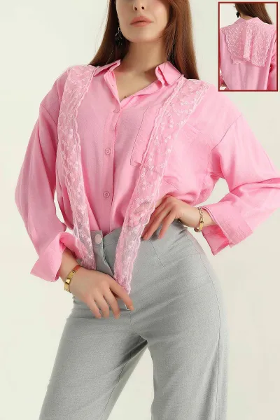 pembe-cepli-dantel-detay-kadin-keten-gomlek-363340
