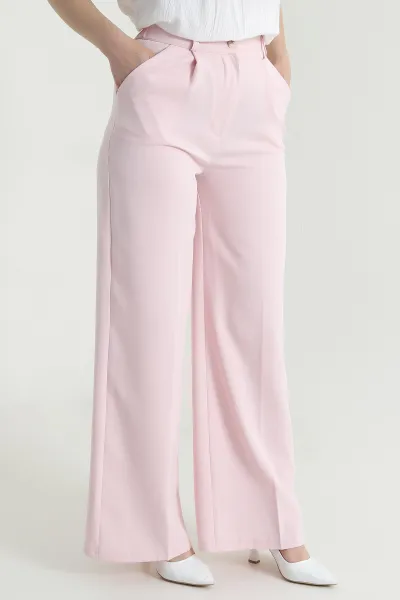 Pembe Cepli Fermuarlı Dabıl Kadın Pantolon 469134