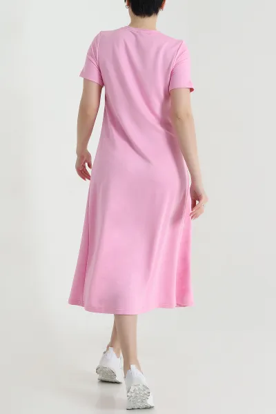 Pembe Cepli Kristal Kadın Elbise 461304