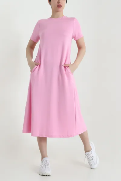Pembe Cepli Kristal Kadın Elbise 461304