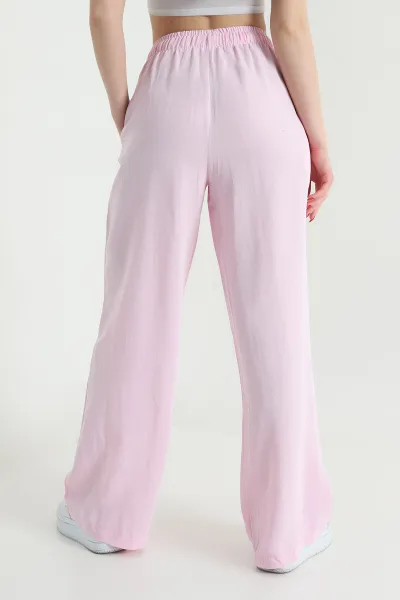 Pembe Cepli Palazzo Keten Kadın Pantolon 438239