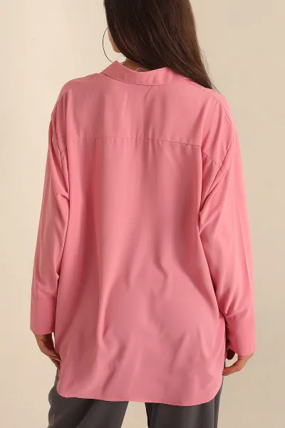 Pembe Charmy Kumaş Oversize Gömlek 231546