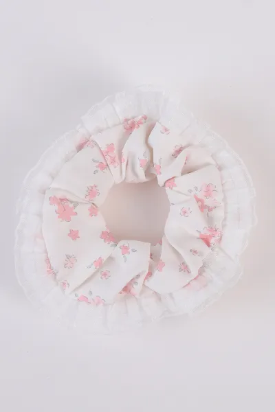 Pembe Çiçek Baskılı Simit Toka 486173