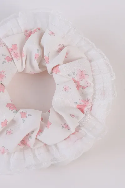 Pembe Çiçek Baskılı Simit Toka 486173