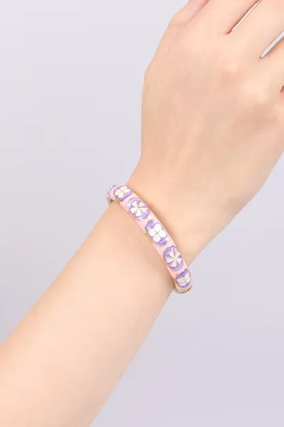 Pembe Çiçekli Model Vintage Kelepçe Bileklik 469054