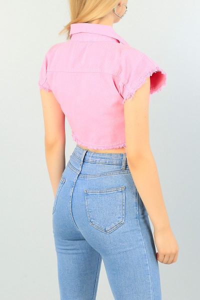 Pembe Çıtçıt Düğmeli Gabardin Bayan Yelek 73432