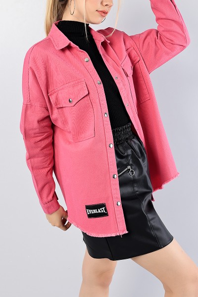 Pembe Çıtçıtlı Bayan Kot Gömlek Ceket 80505