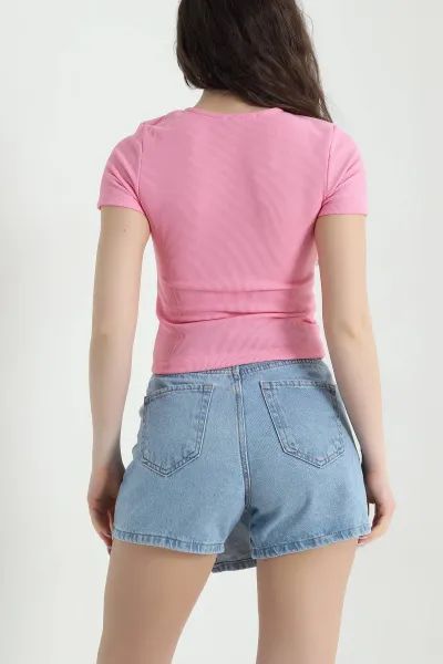 Pembe Çıtçıtlı Ottoman Kadın Bluz 448310