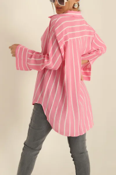 Pembe Çizgili Aerobin Tunik Gömlek 279805