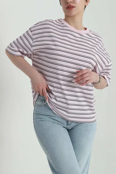 pembe-cizgili-likrali-suprem-kadin-tisort-458386