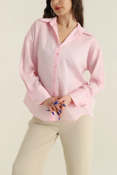 Pembe Çizgili Mono Stripe Kadın Gömlek 425456
