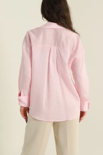 Pembe Çizgili Mono Stripe Kadın Gömlek 425456