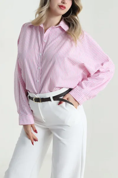 pembe-cizgili-oversize-poplin-kadin-gomlek-479948