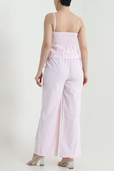 Pembe Çizgili Poplin Kadın İkili Takım 459608
