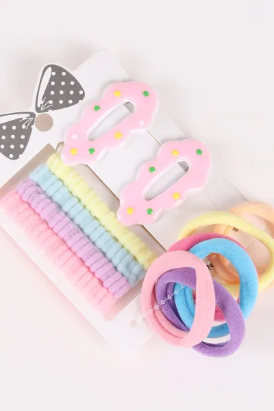 Pembe Çoklu Lastik ve Çıt Toka Seti 474123
